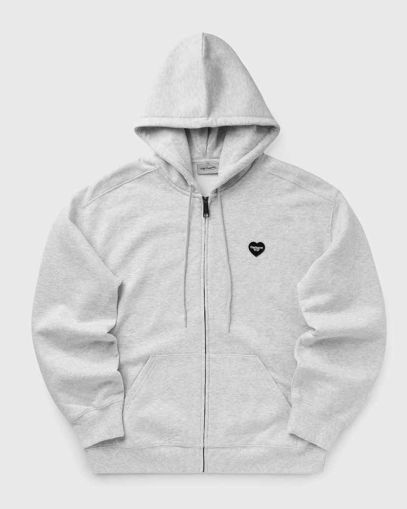 AMI｜HOOD/ZIP-UP (BFUSW435 730 0951) Heather Ash Grey Red Ami De Coeur Zipped Hoodie | AMI PARIS