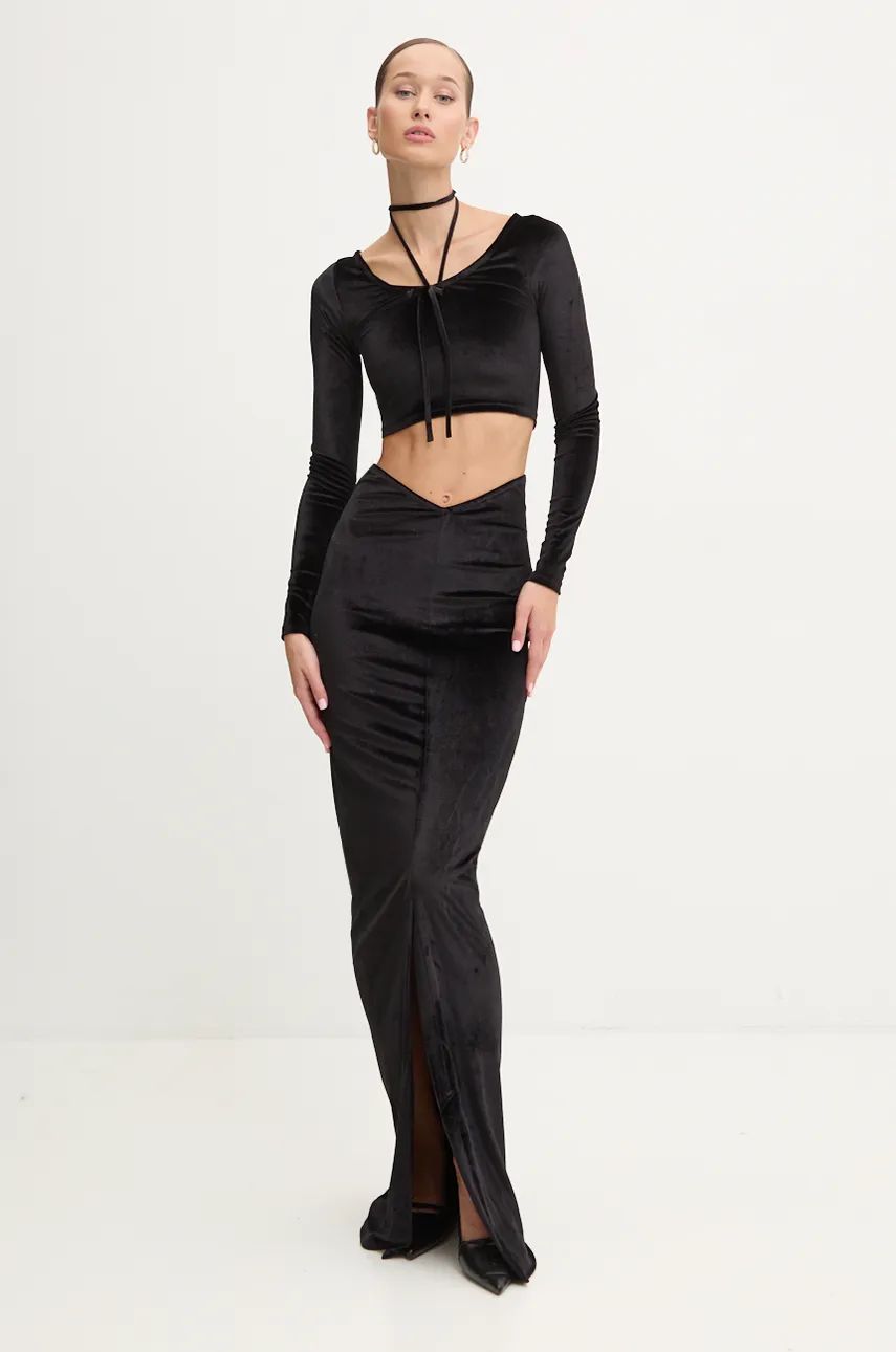 Пола Fiorucci Fiorucci Maxi Velvet Skirt Черно | W01FMBSK236VR01BK01, 0