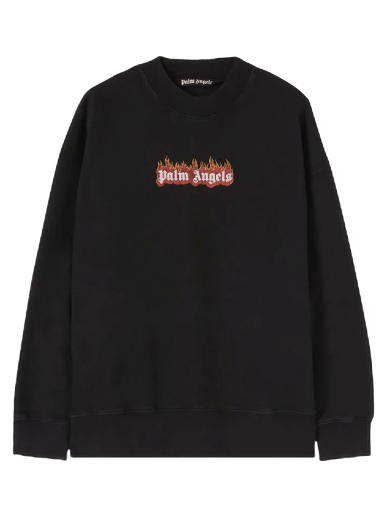 Суитчър Palm Angels Burning Logo Crewneck Черно | PMBA065F22FLE0041001