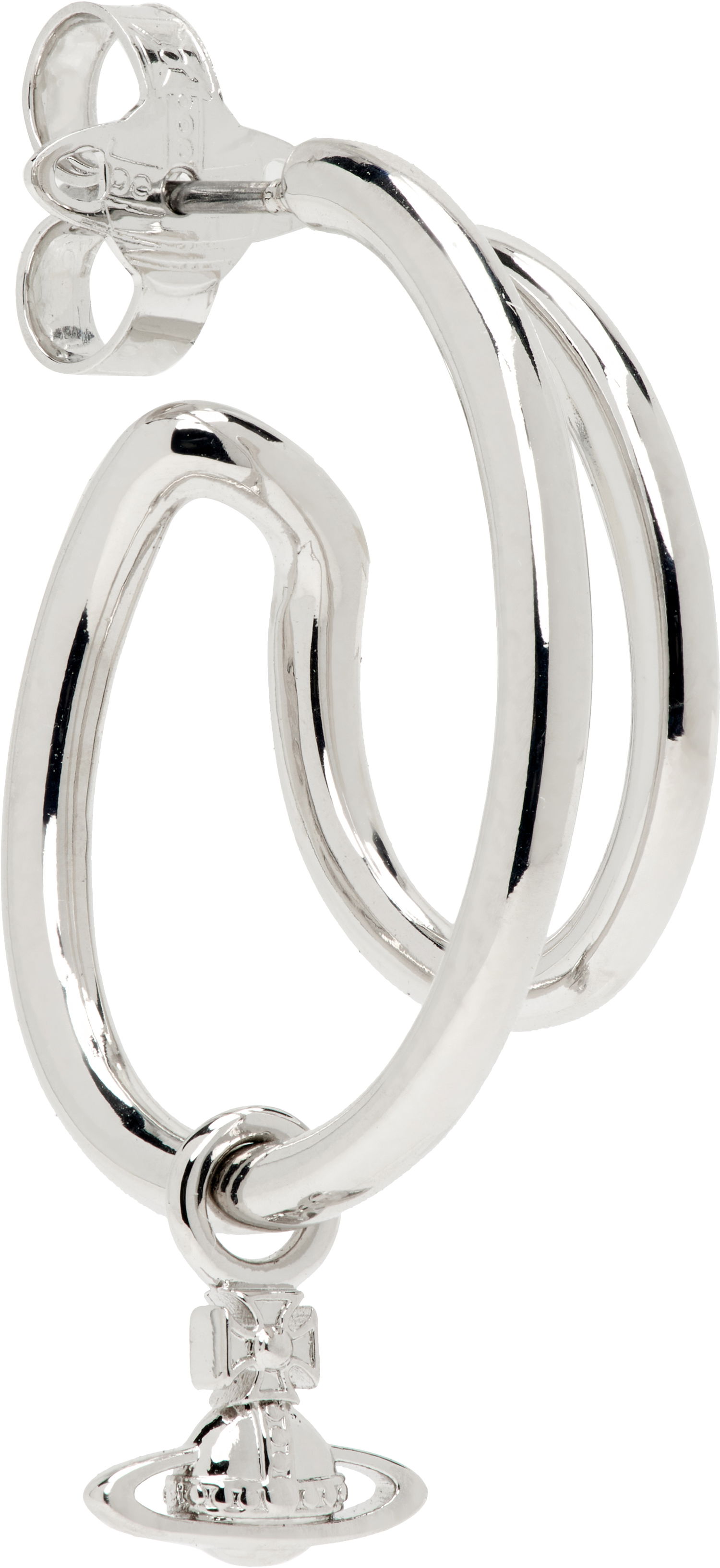 Обеци Vivienne Westwood Ronda Double Hoop Single Earring with Dangle Charm Металик | 62030096-02P019-, 1