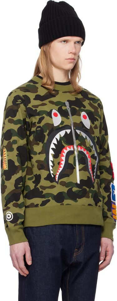 Суитчър BAPE A Bathing Ape 1st Camo Shark Crewneck Sweatshirt Зелено | 001SWK801010M, 1