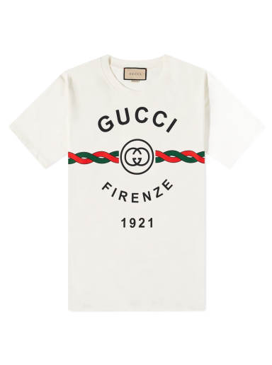 Тениска Gucci Firenze Print Tee Бежово | 616036-XJD7T-9095