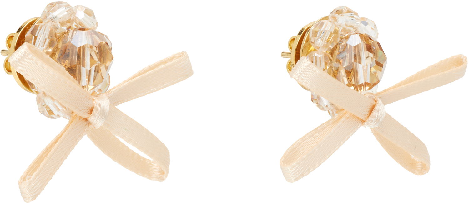 Обеци Simone Rocha Simone Rocha Petite Bow Daisy Stud Earrings Бежово | ERG552 0903, 1