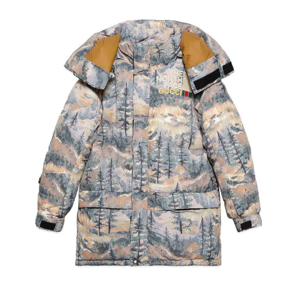 Пухо яке Gucci The North Face x Padded Jacket Forest Print Сиво | ‎663921 XAADD 3229, 0