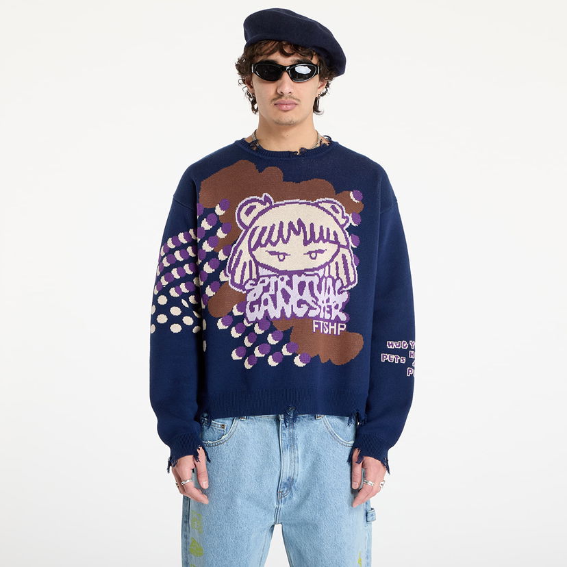 Пуловер Footshop Spiritual Gangster Print Crewneck Синьо | FTSHP_392