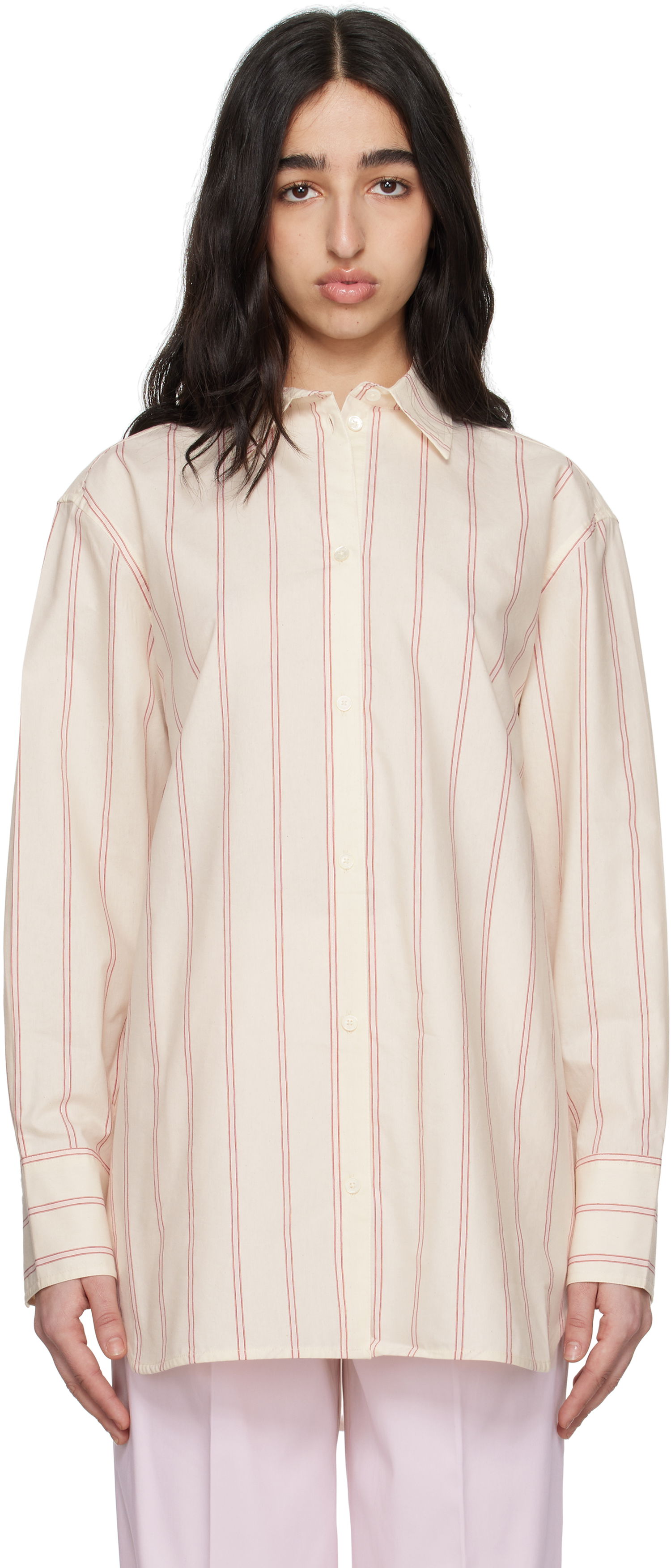 Риза TOTEME TOTEME Relaxed Striped Shirt Бяло | 252-WRT1415-FB0388, 0