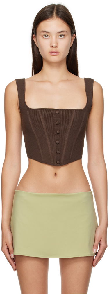 Потник GUIZIO Guizio Corset Knit Camisole Кафяво | DGF22C1018NY_BRN, 0