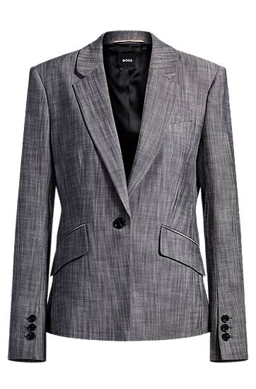 Яке BOSS Slim-Fit Sharkskin Blazer Сиво | 50531887, 0