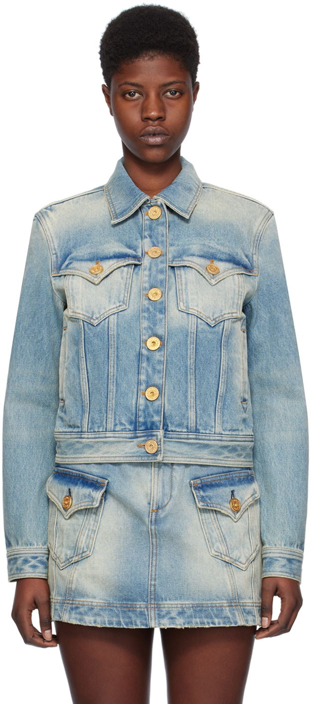 Яке Balmain Vintage Denim Jacket Тюркоазено | CF1TC130DE04, 0