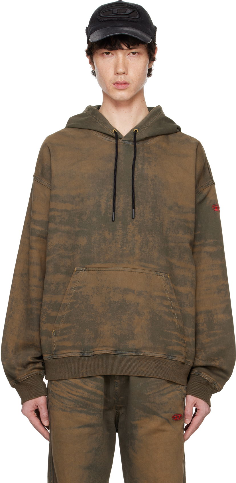 Суитчър Diesel D-Um-Rib-S1 Track Hoodie Кафяво | A14812-068NG-01