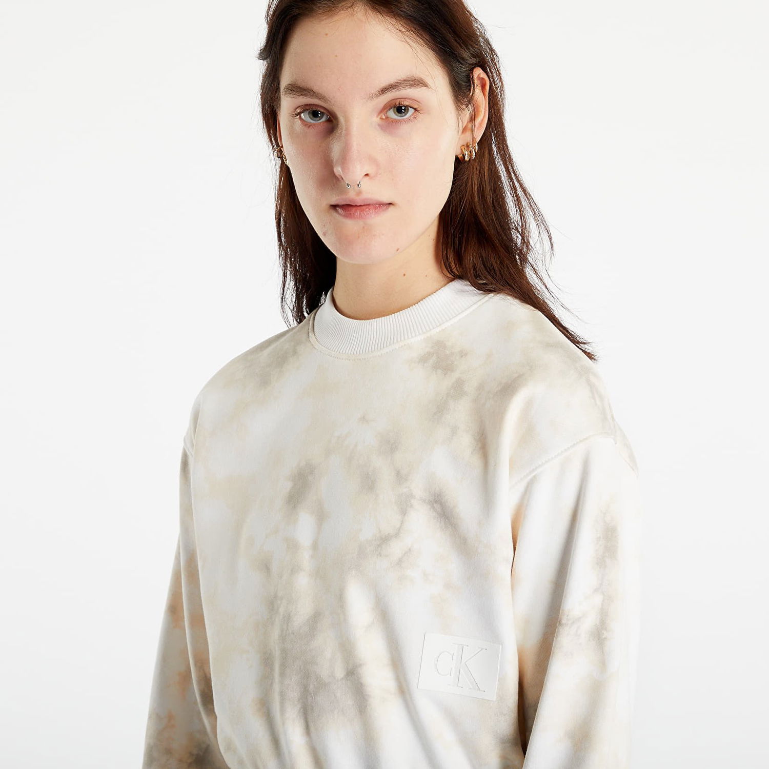 Суитчър CALVIN KLEIN Cropped Tie Dye Sweatshirt AOP Бяло | J20J221189 0LA, 1