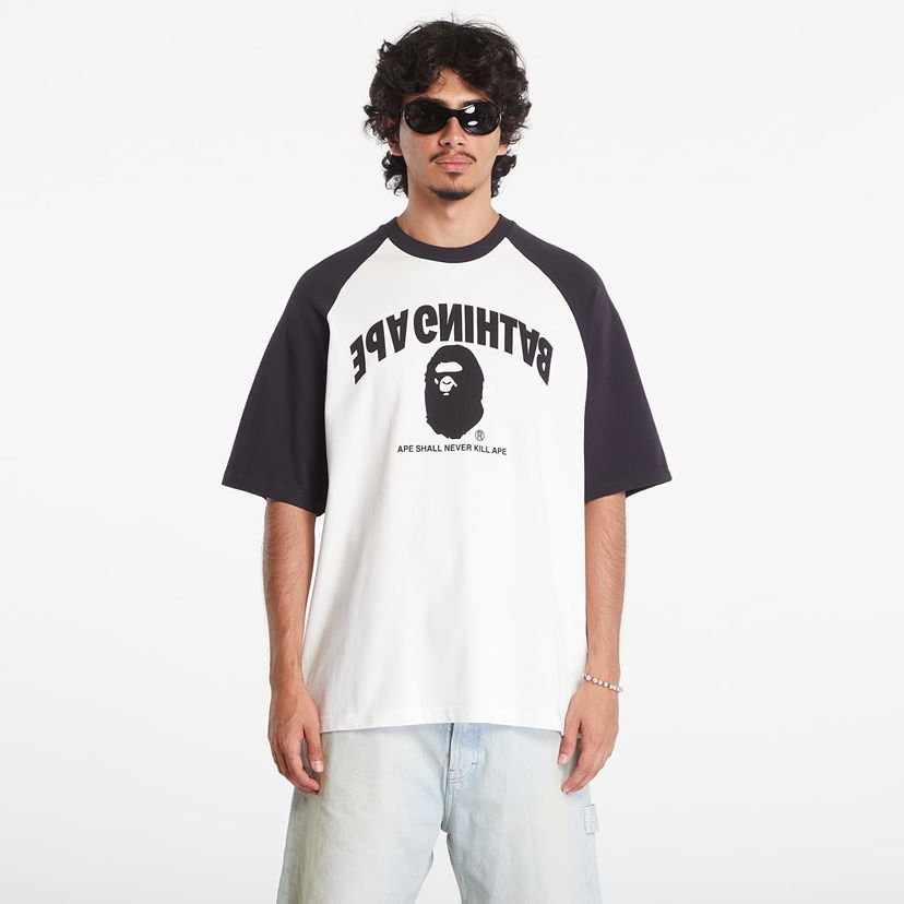 Тениска BAPE College Relaxed Fit Raglan Short Sleeve Tee Бяло | 001CSK801303M IVY