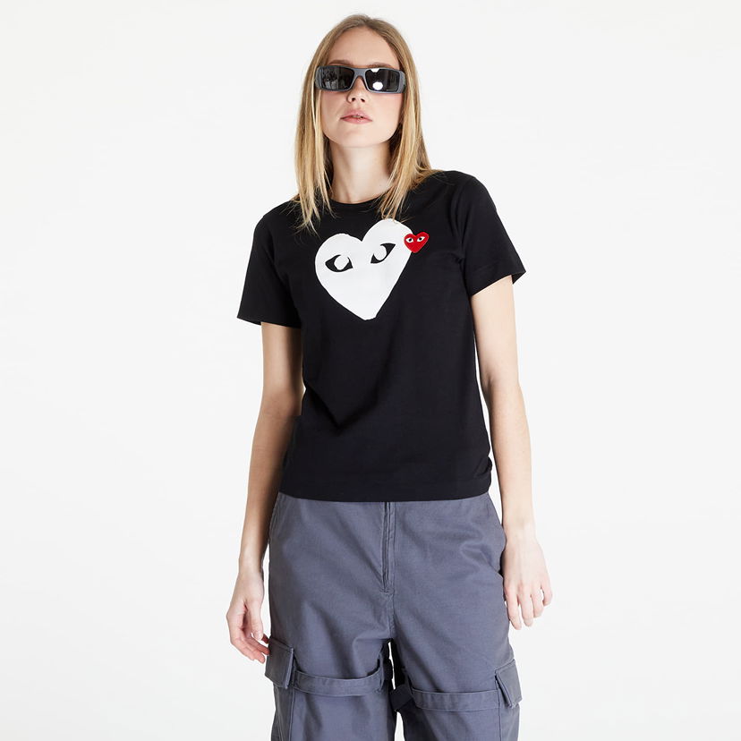 Тениска Comme des Garçons PLAY Heart Logo Short Sleeve Tee Черно | AZT115 black