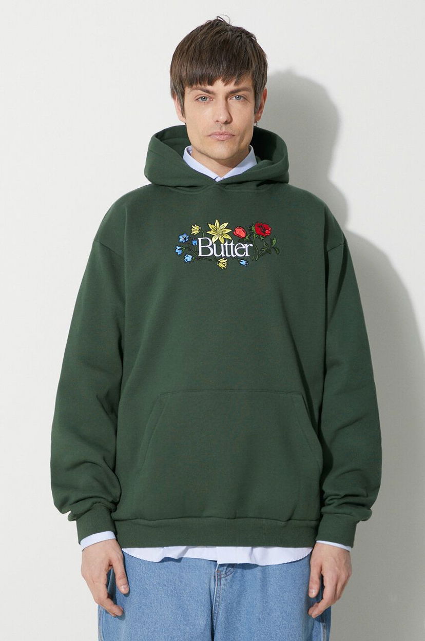 Суитчър Butter Goods Floral Embroidered Hoodie Зелено | BGQ423D11403