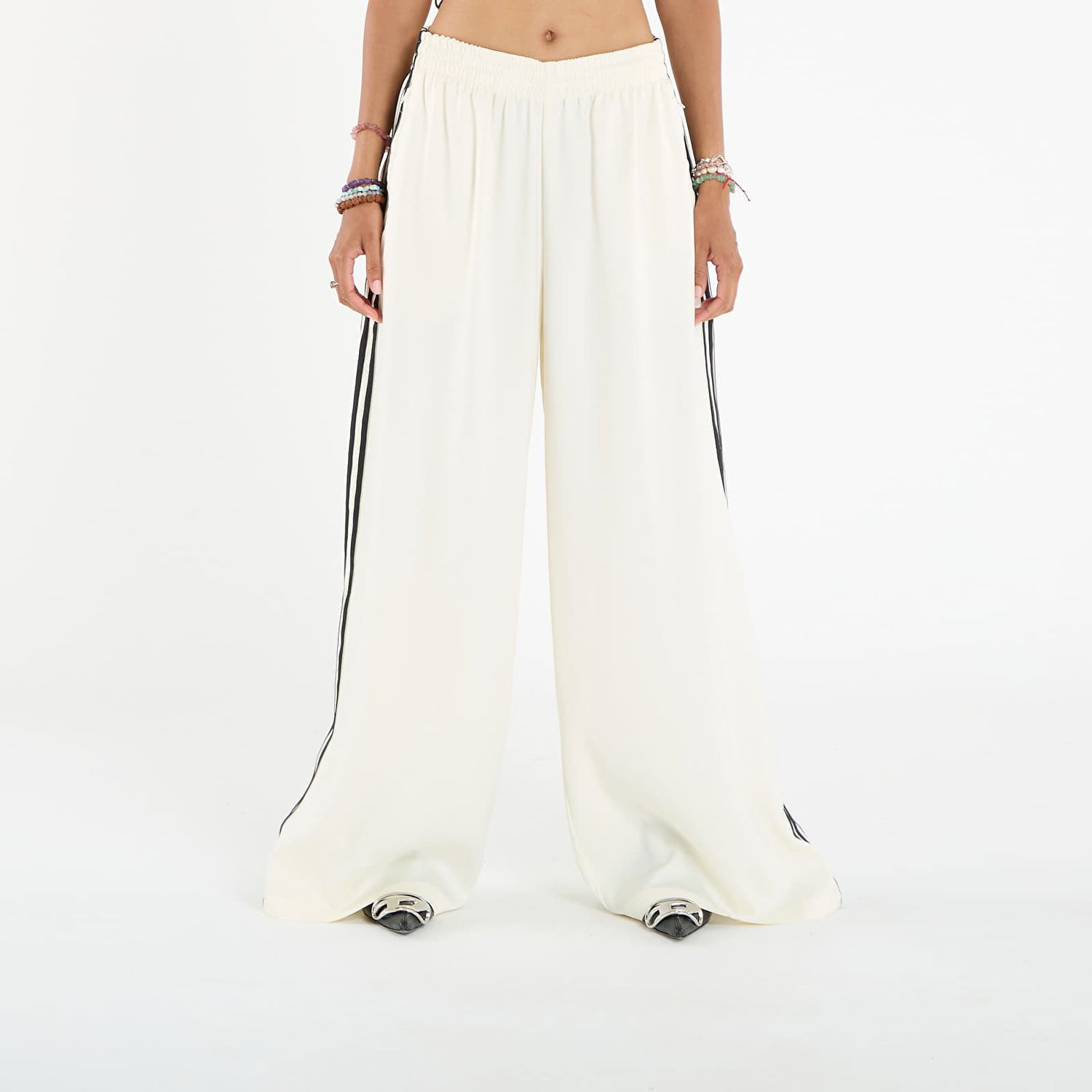 Панталони adidas Originals Adicolor Satin Wide Leg Track Pants Бяло | KD2542, 0