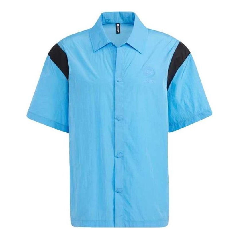 Риза adidas Originals Basketball Short Sleeve Button Up Shirt Синьо | HM9975, 0