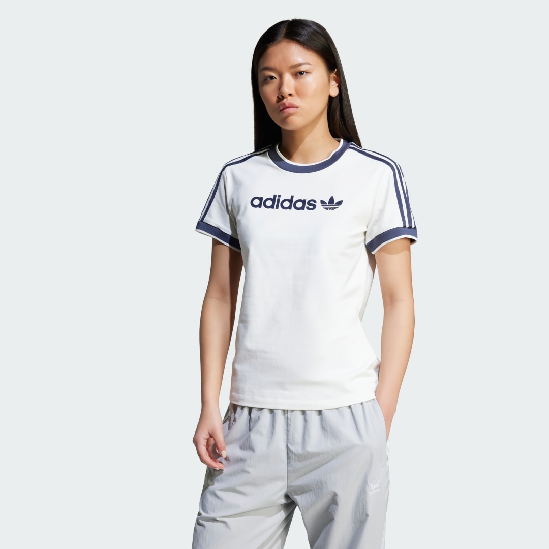 Тениска adidas Performance 3-Stripes Linear Logo T-Shirt Бяло | JD2723, 0
