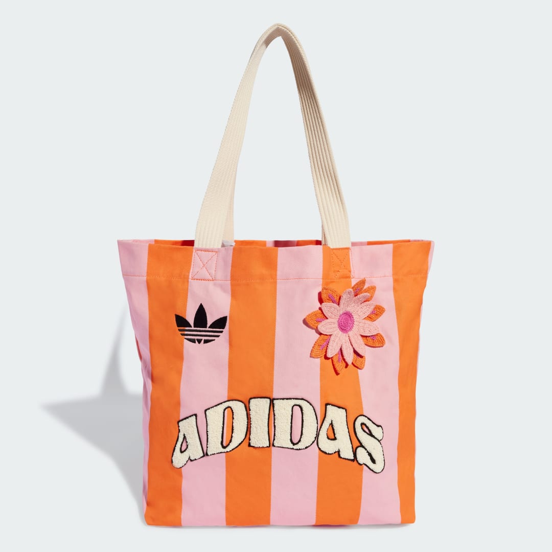 Голяма пазарска чанта adidas Performance Striped Tote Bag with Flower Appliqué Розово | KB8507, 0