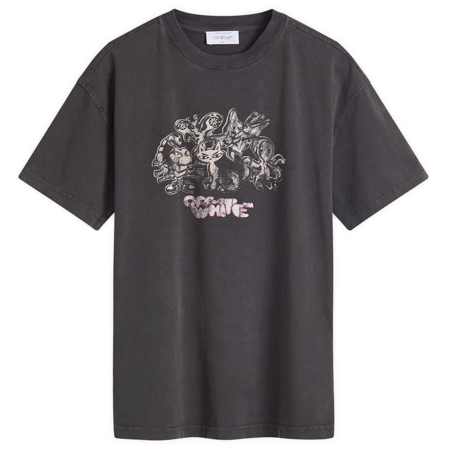 Тениска Off-White Washed Characters T-Shirt Черно | OWAA089F24JER0041084, 0