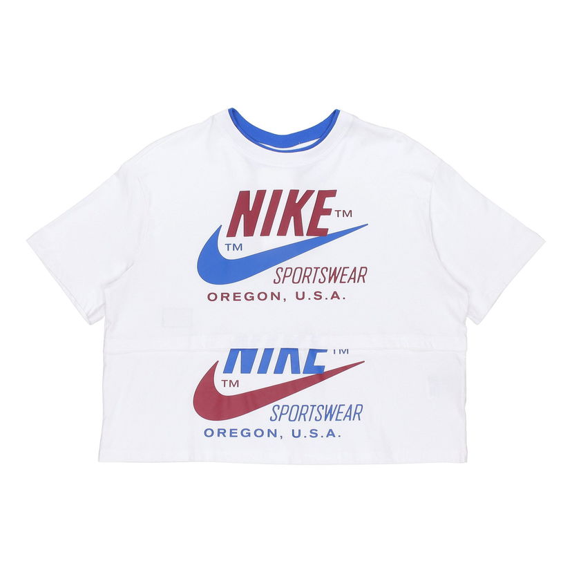 Съкратен топ Nike Sportswear Icon Clash Logo White Crop Top Бяло | DB3849-100