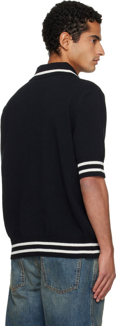 Поло тениска Balmain College Emblem Embroidery Knit Polo Черно | FH0GB046KJ18, 2