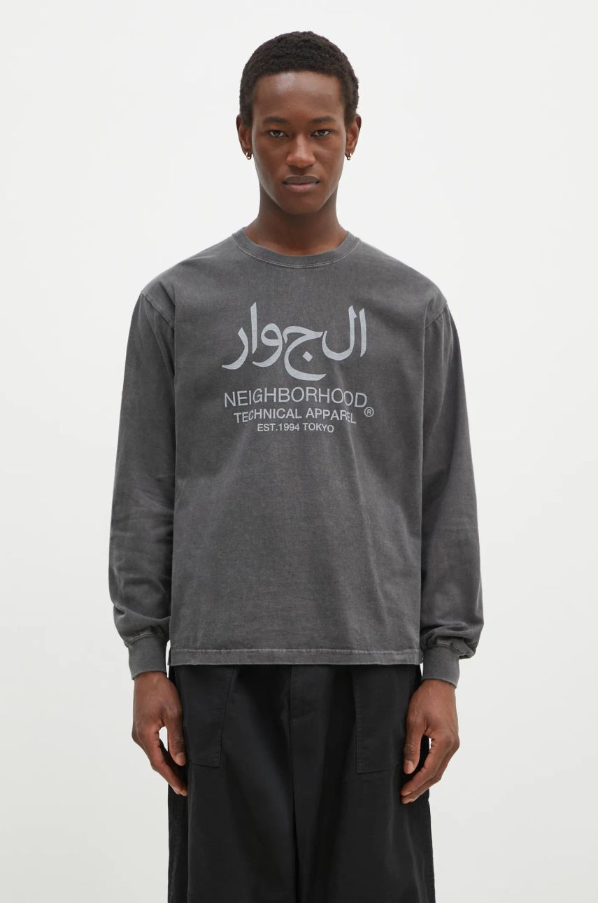 Тениска Neighborhood NEIGHBORHOOD Arabic Logo Long Sleeve T-Shirt Сиво | 242PCNH.LT15, 0