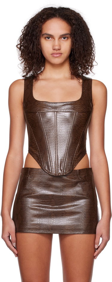 Пола Miaou Miaou Campbell Faux Leather Corset Tank Top Кафяво | 7020PYPCPY, 0