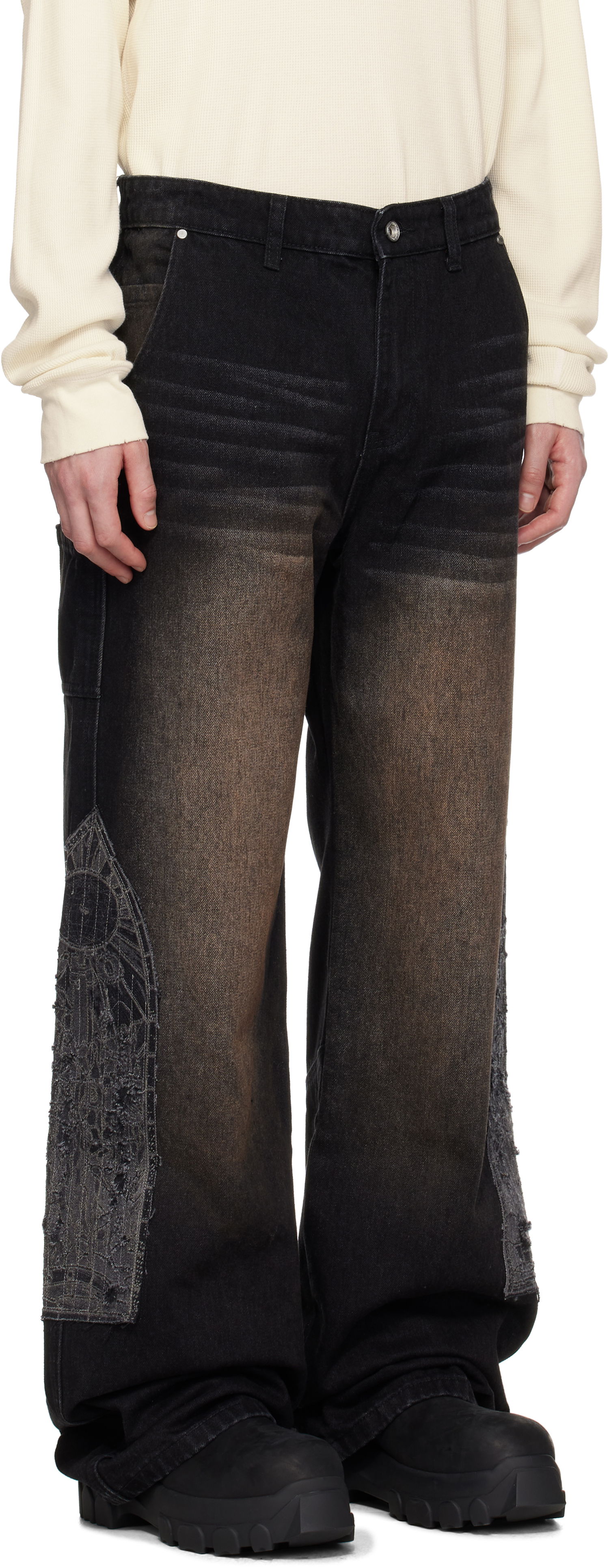 Дънки Who Decides War Who Decides War Mocha Patched Jeans Черно | 1120880017SS25, 1