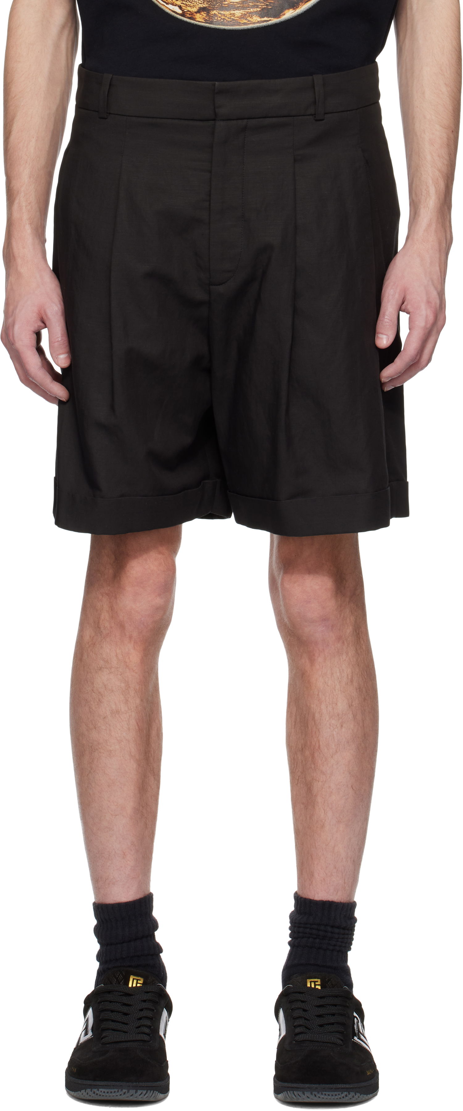 Къси панталони Balmain Balmain Pleated Bermuda Shorts Черно | EH0PB007VE90, 0
