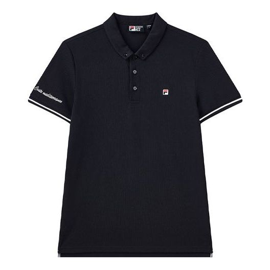 Поло тениска FILA Embroidered Logo Casual Sport Polo Черно | F51M128114F-NV