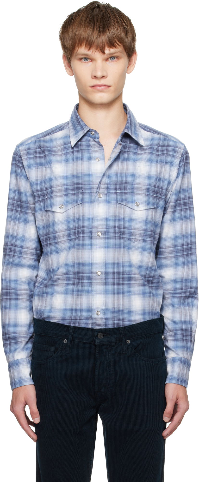 Риза Tom Ford TOM FORD Check Western Shirt Синьо | HDS001-FMC243