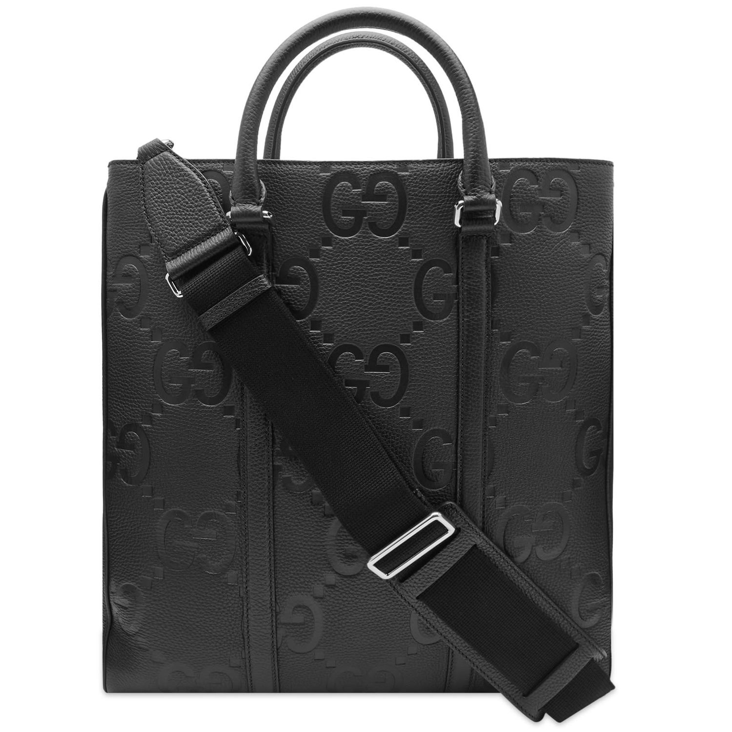 Голяма пазарска чанта Gucci Jumbo GG Leather Tote Bag Черно | 760233-AABY7-1000, 0
