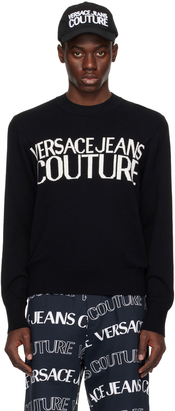 Пуловер Versace Couture Black & White Intarsia Sweater Черно | E76GAFM01_ECM06H