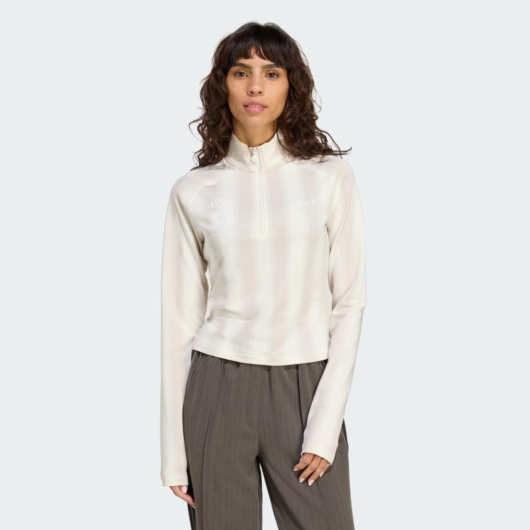 Тениска adidas Performance Printed Mock Neck Long Sleeve Top Бяло | JW3642, 0
