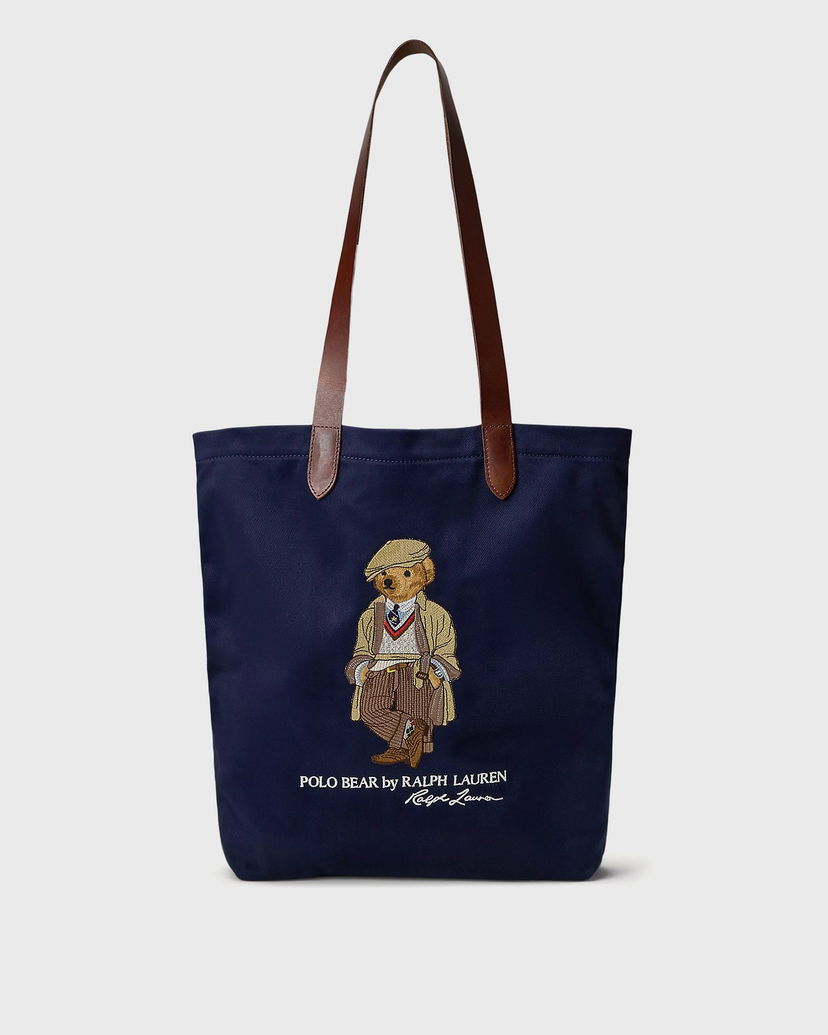 Голяма пазарска чанта Polo by Ralph Lauren Polo Bear Canvas Tote Bag by Ralph Lauren Тъмно синьо | 405974589001