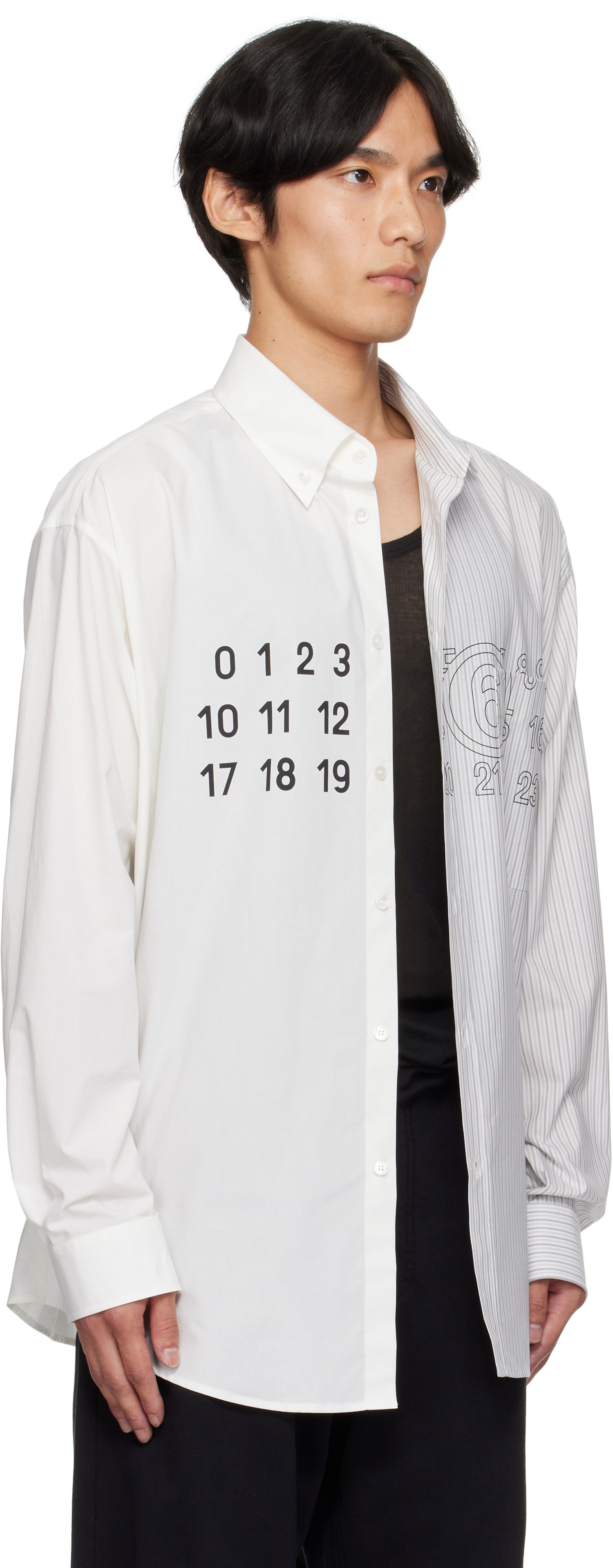 Риза Maison Margiela MM6 Maison Margiela Long Sleeve Shirt with Number Print Бяло | SH0DT0025 MTN085, 1