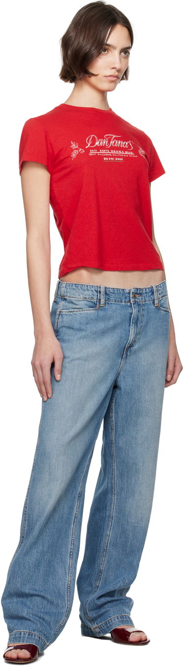 Съкратен топ RE/DONE Re/Done Classic 'Dan Tana's' Cropped T-Shirt Червено | 024-02WCGT336, 3