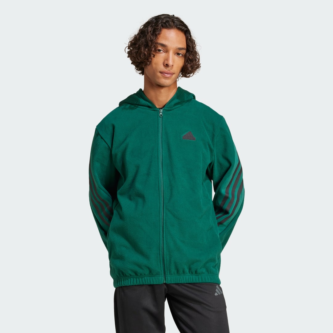 Суитчър adidas Performance Future Icons 3-Stripes Polar Fleece Full-Zip Hoodie Зелено | IW6079, 0