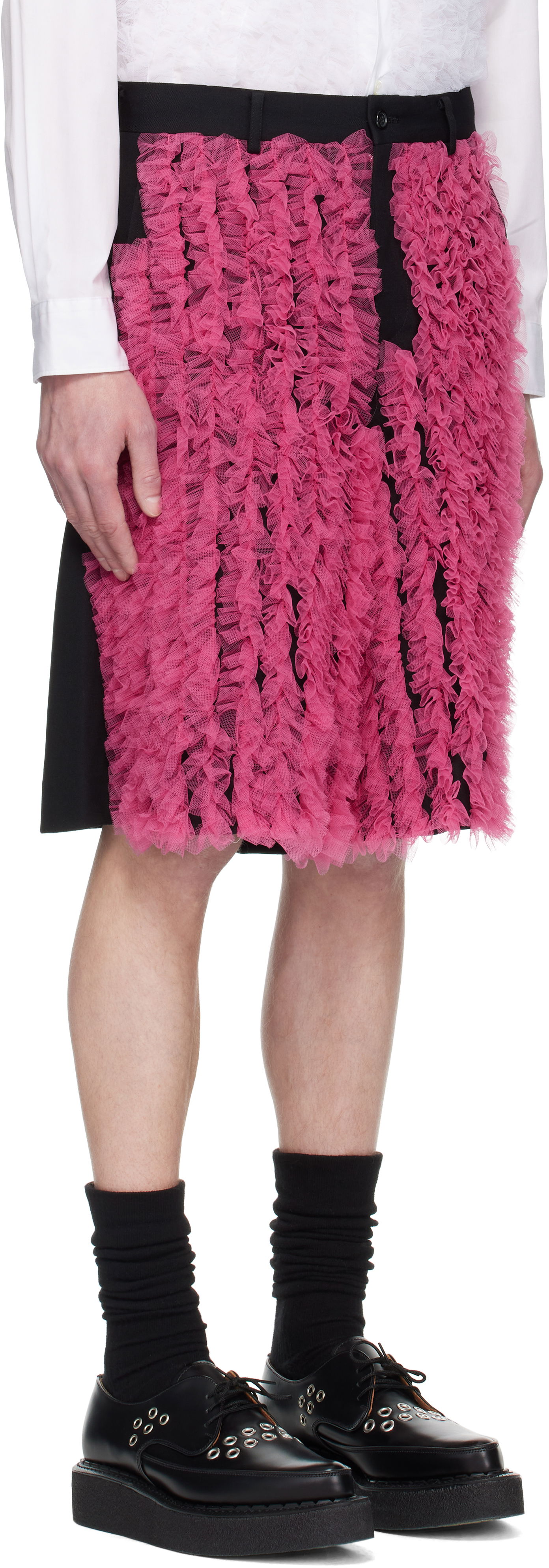 Къси панталони Comme des Garçons Comme des Garçons Homme Plus Gabardine and Tulle Shorts Розово | PO-P063-051, 1