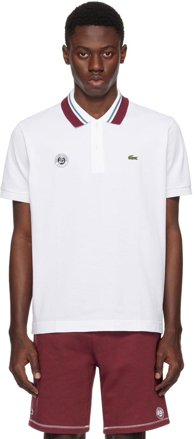 Поло тениска Lacoste White Roland Garros Edition Polo Бяло | PH7901_001