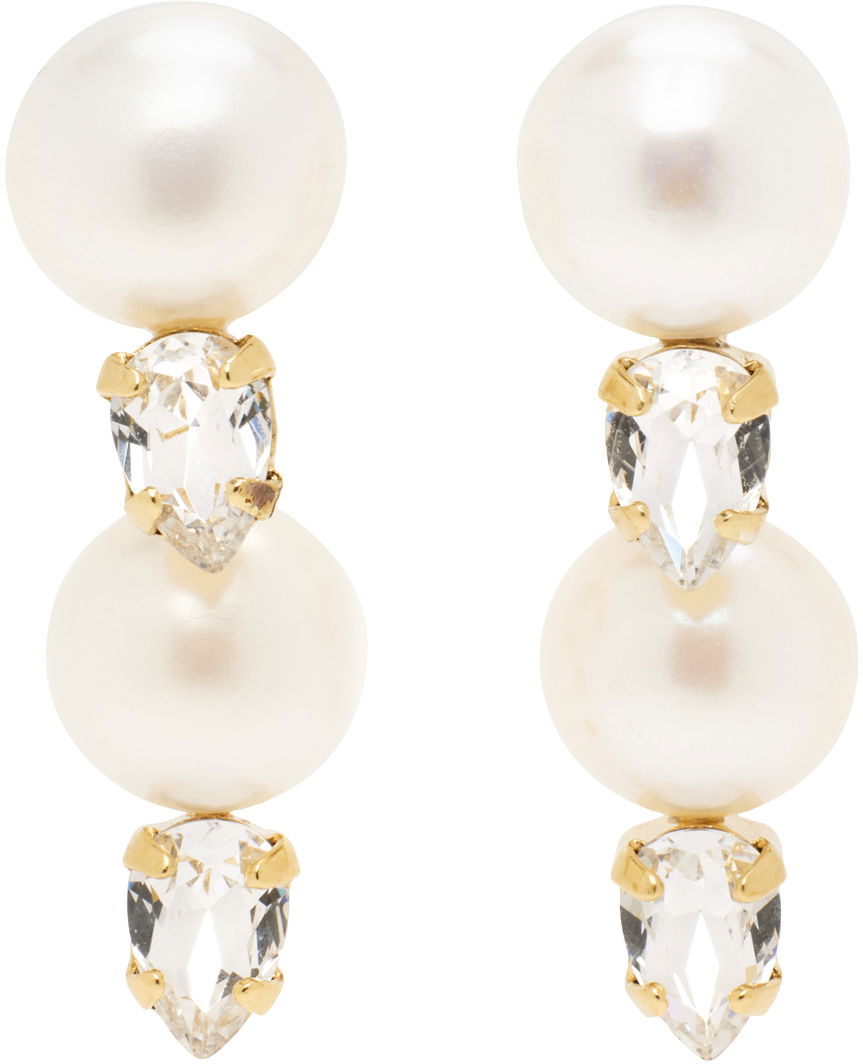 Обеци Simone Rocha Simone Rocha Pearl Crystal Drop Earrings Бяло | ERG502 0913, 0