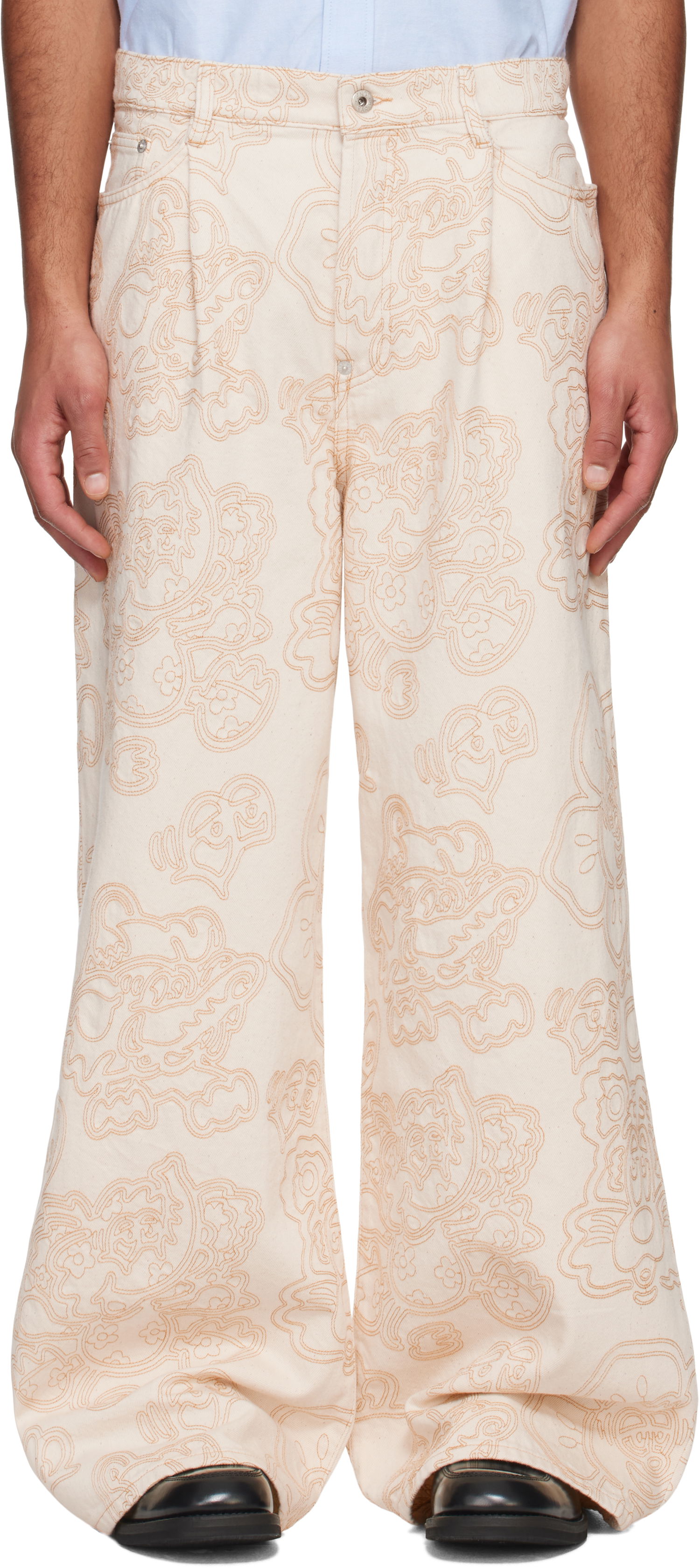 Панталони KENZO Kenzo Paris VERDY Edition Buggy Fit Jeans Бежово | FF55DP4196W1, 0