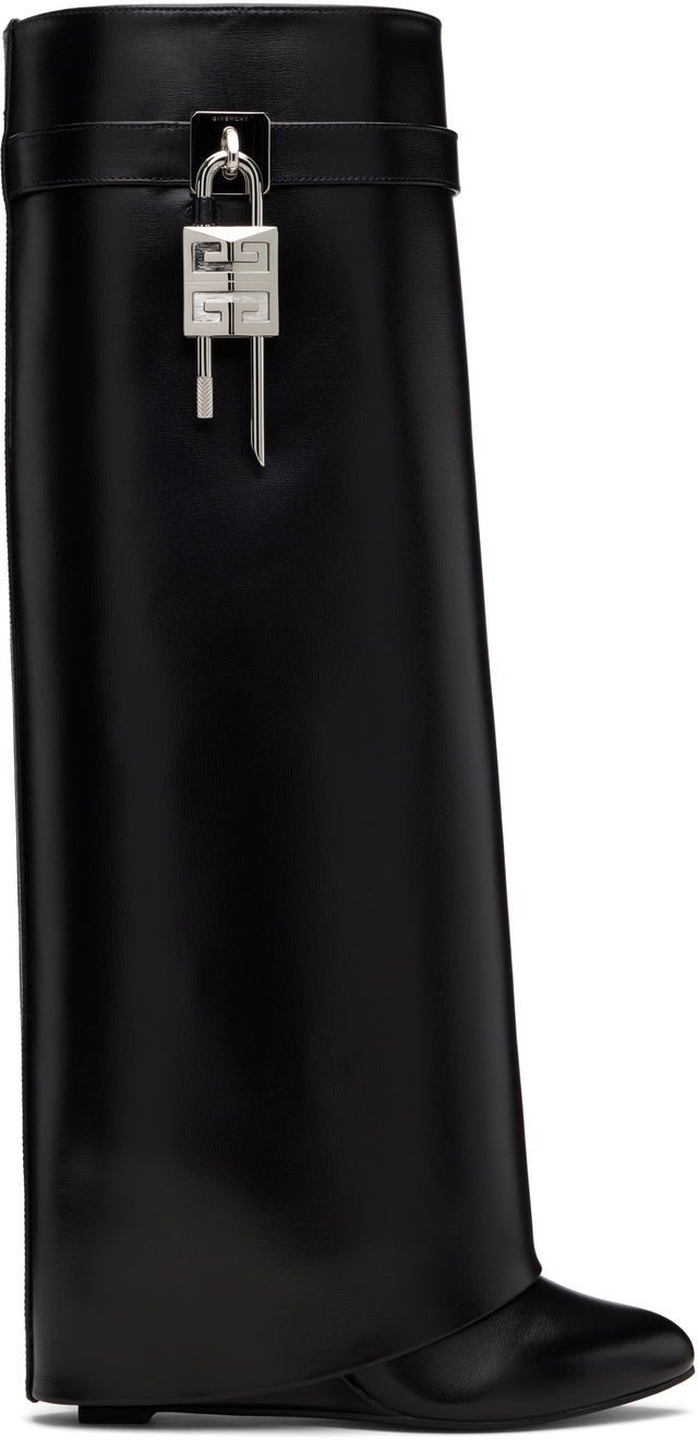 Shark Lock Tall Leather Wedge Boots