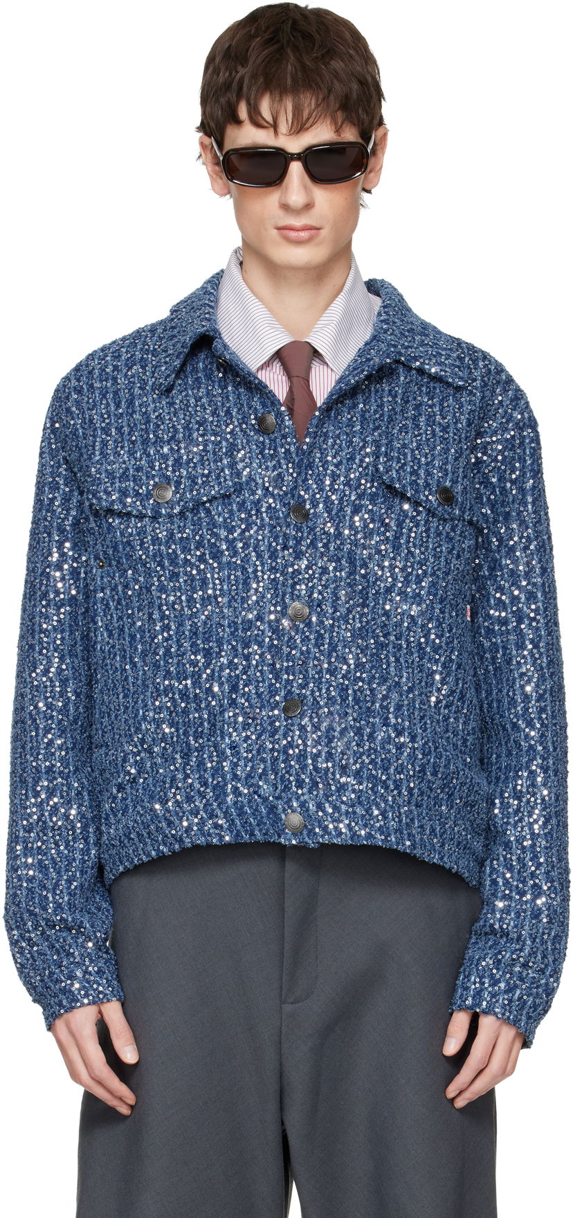 Яке Charles Jeffrey Loverboy Charles Jeffrey LOVERBOY Sequined Art Denim Jacket Синьо | 052010101