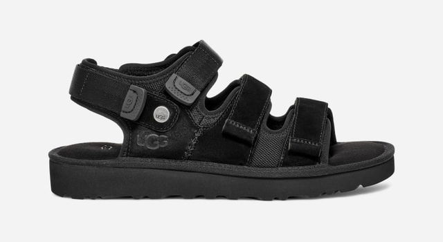 ® Goldencoast Multistrap Sandal for Men in Black, Size 8, Suede