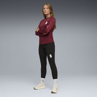 Тениска Puma Textured Long-Sleeved Crew Neck Top with Zipper Chest Pocket, PUMA x SAYSKY Бургунди | 660240_90, 2