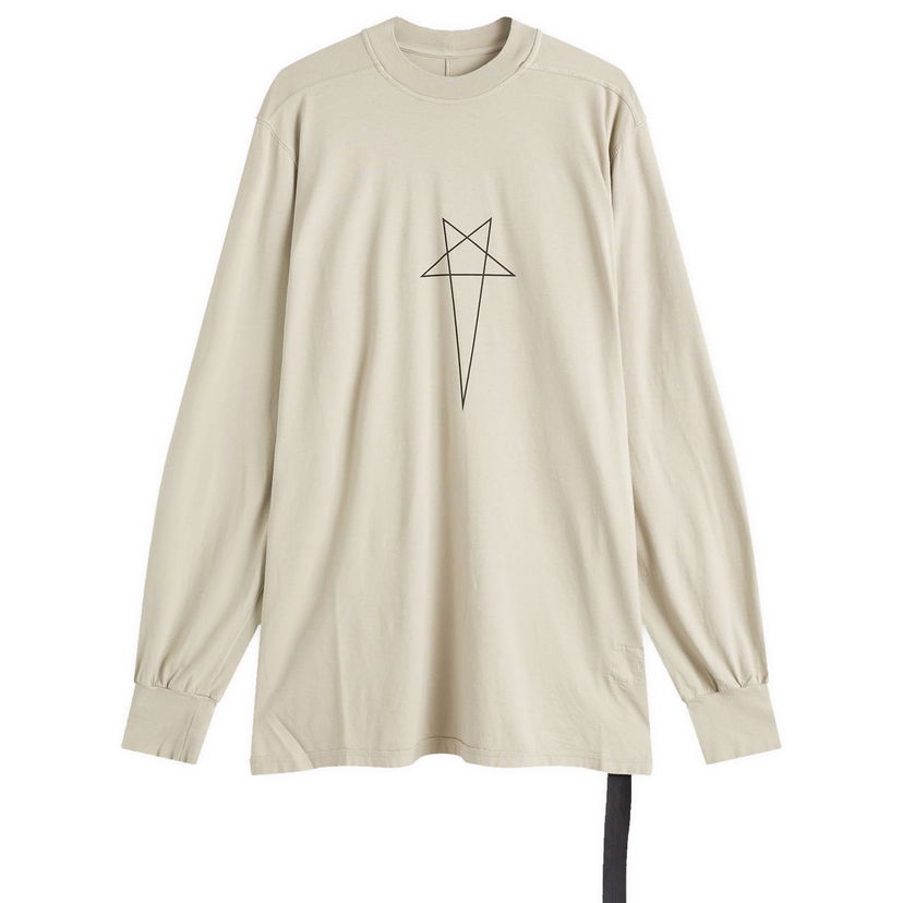 Тениска Rick Owens Long Sleeve T-Shirt Pentagram Jumbo Milk Large Бяло | DU02D2261-RNEP3-0809