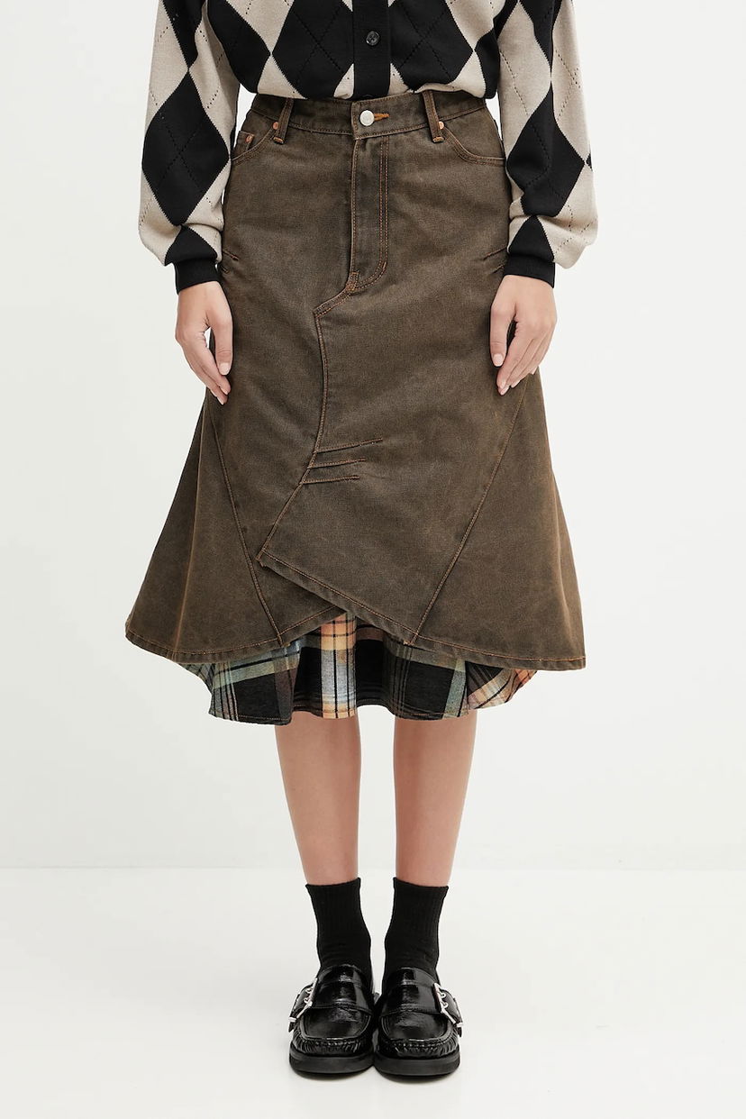 Пола Andersson Bell Andersson Bell Custom Flare Layered Midi A-Line Skirt Кафяво | apa847w