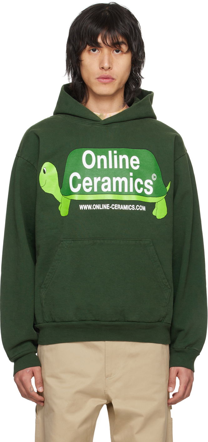Суитчър Online Ceramics Green Long Turtle Hoodie Зелено | Ivy Long Turtle Logo Hoodie, 0