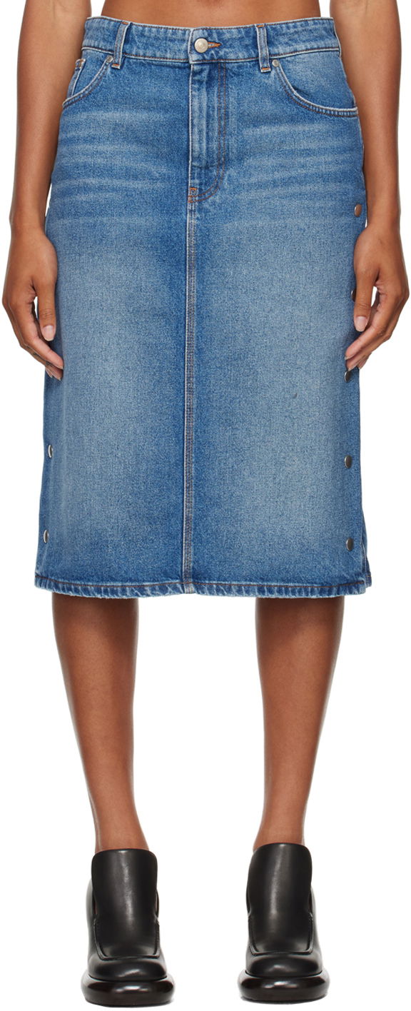 Пола Stella McCartney Snap Denim Midi Skirt Синьо | 6D03293SQH00, 0